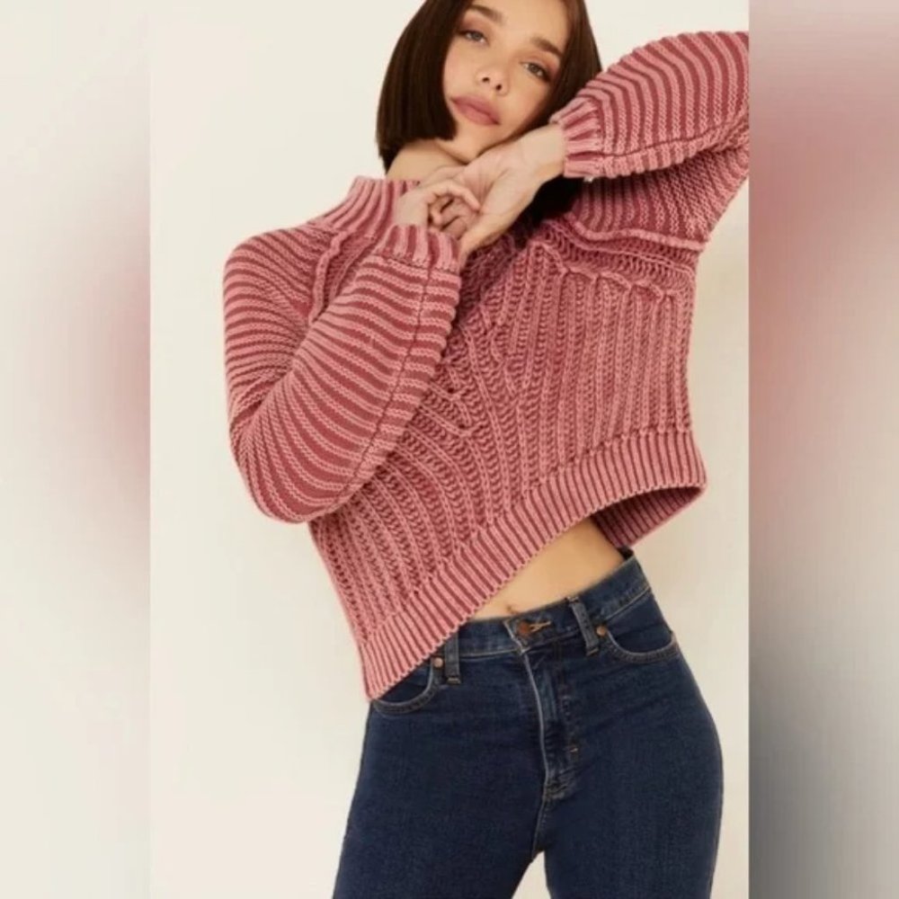 Free People Pink Crew Neck Sweater